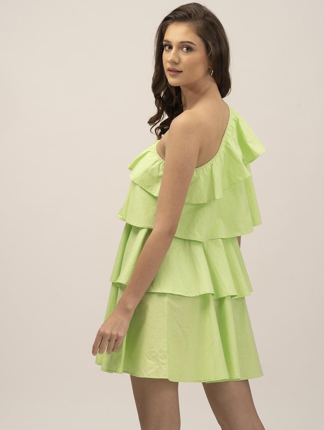 women solid single shoulder layere dress - 21981778 - Standard Image - 2