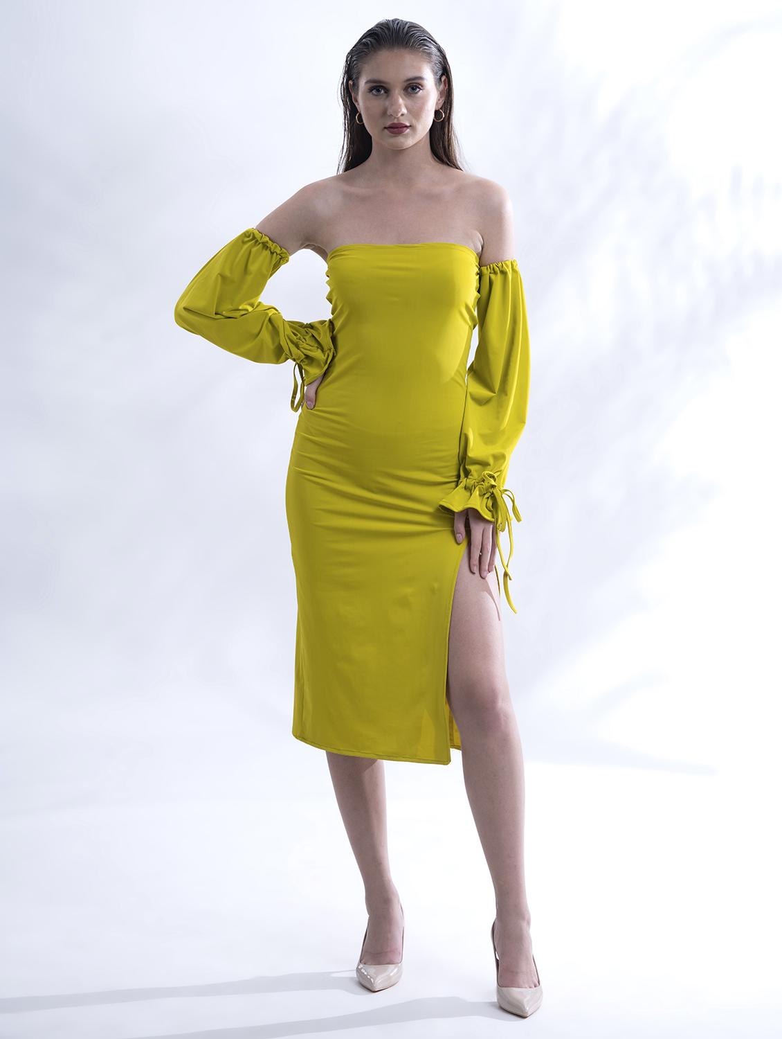 women solid off shoulder bodycon dress - 21981782 -  Zoom Image - 0