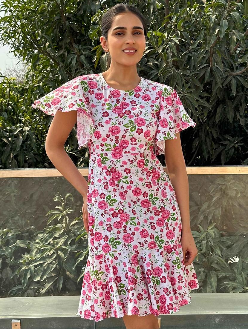 women floral printed flared sleeve tiered dress - 21981788 - Zoom Image - 0
