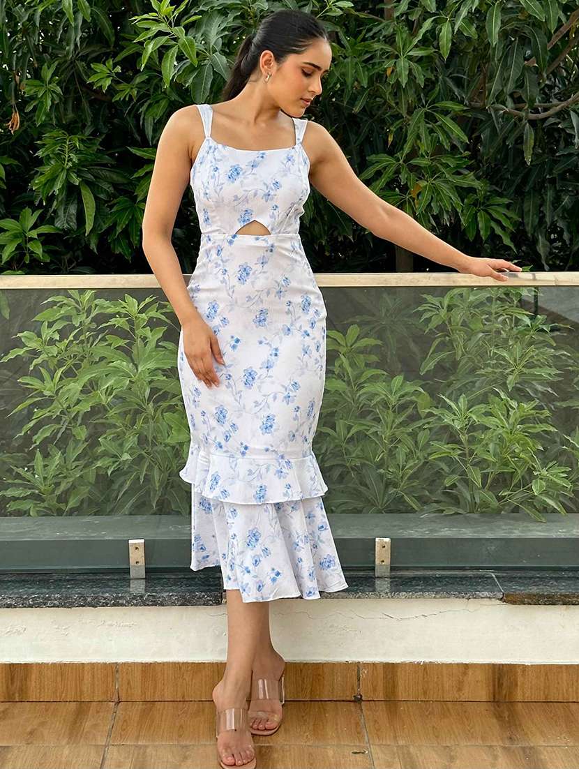 women floral print shoulder strap layered dress - 21981799 -  Standard Image - 2