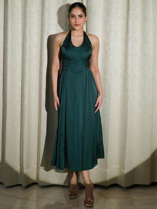 women solid halter neck fit & flare corset dress - 21981830 -  Standard Image - 0