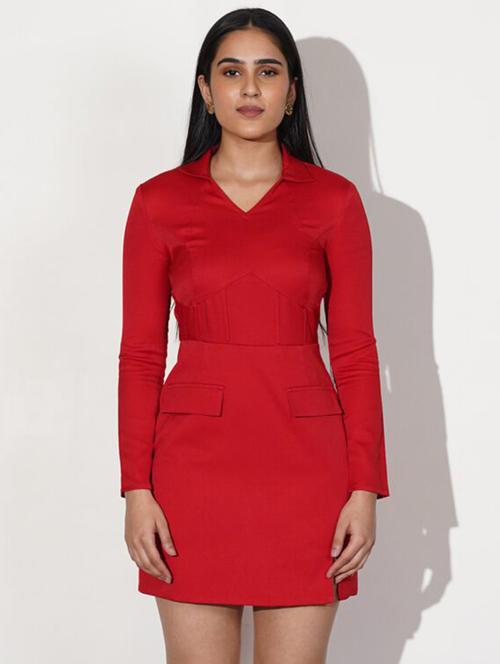 women red solid long sleeve sheath dress - 21981831 - Standard Image - 0