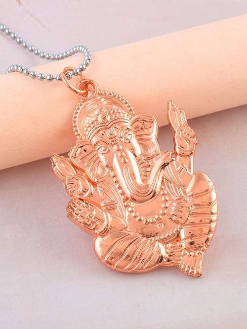 pure copper ganesh ganpati pendant with silver coin