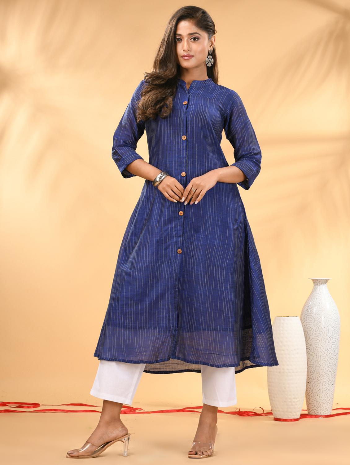 women self design three quarter sleeve a-line kurta - 21981840 - Zoom Image - 0