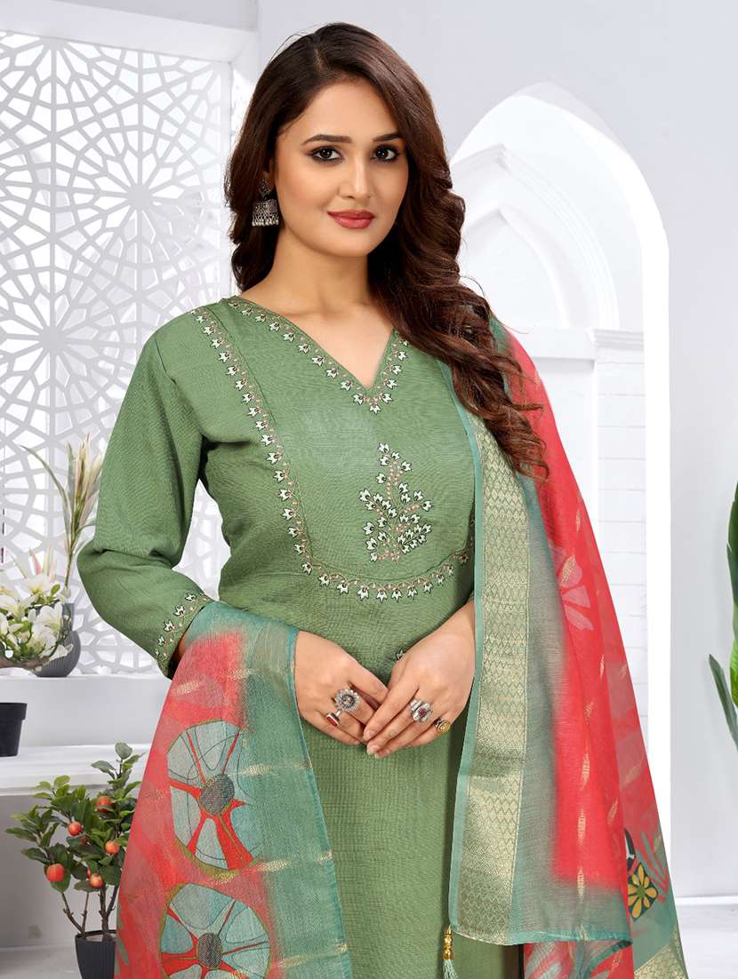 women three quarter sleeve kurta pant with dupatta set - 21981852 - Standard Image - 2