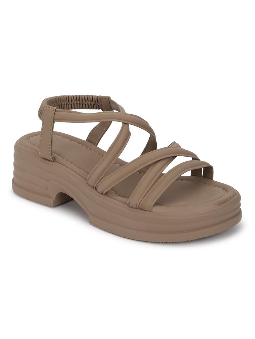 women brown back strap platform sandal - 21981892 - Standard Image - 2