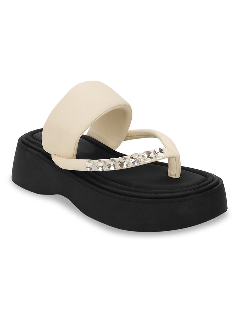 women cream slip on platform sandal - 21981901 - Standard Image - 2
