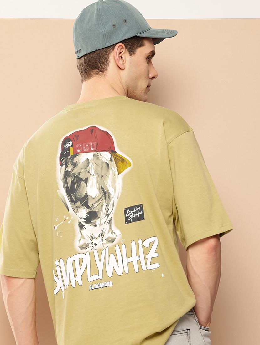 men front & back print round neck oversized t-shirt - 21982020 - Standard Image - 2