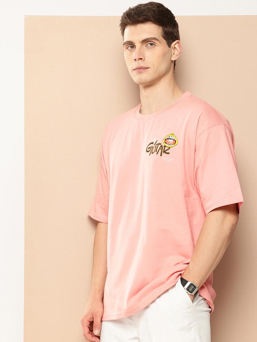 men front & back print round neck oversized t-shirt - 21982021 - Standard Image - 2