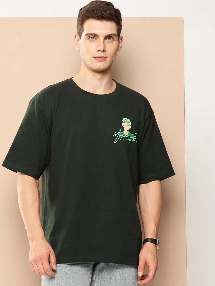 men front & back print round neck oversized t-shirt - 21982023 - Standard Image - 2