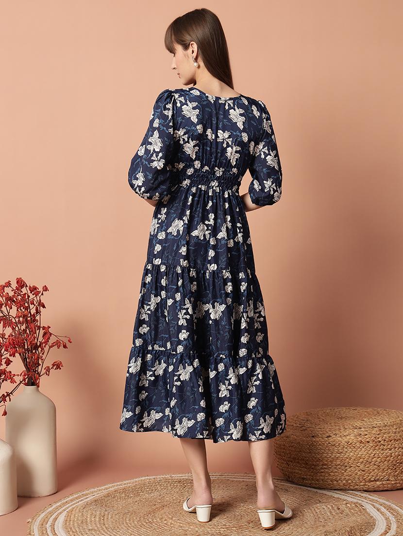 women printed puff sleeve tiered dress - 21982085 - Standard Image - 2