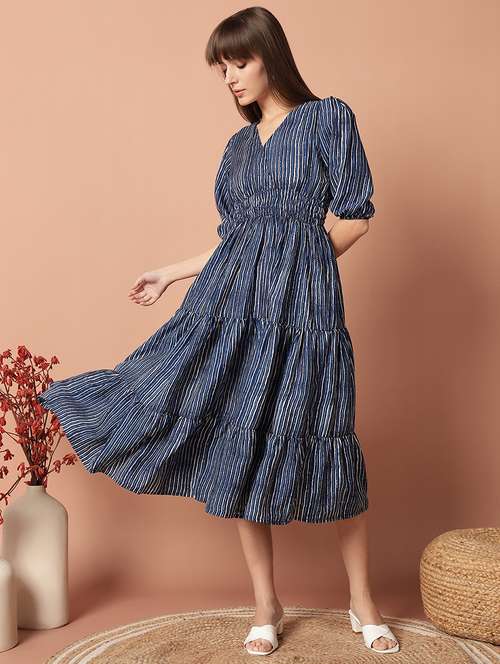 women printed puff sleeve tiered dress - 21982086 -  Standard Image - 0