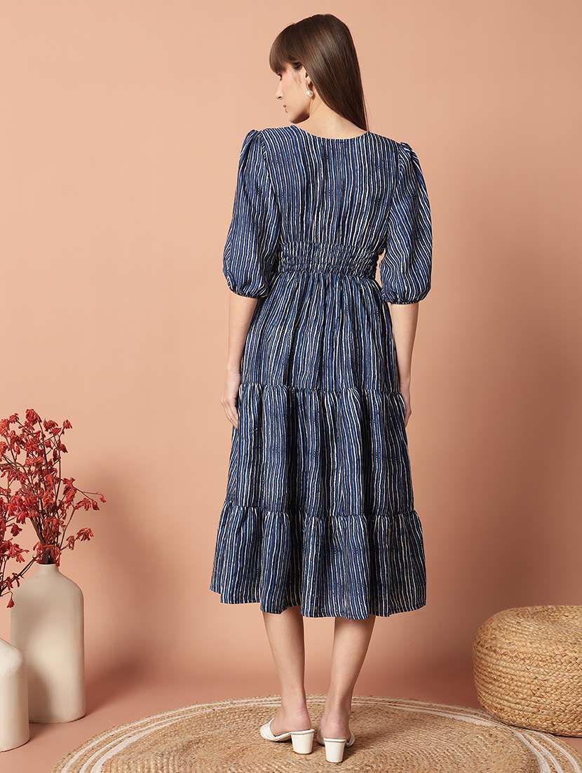women printed puff sleeve tiered dress - 21982086 -  Standard Image - 2