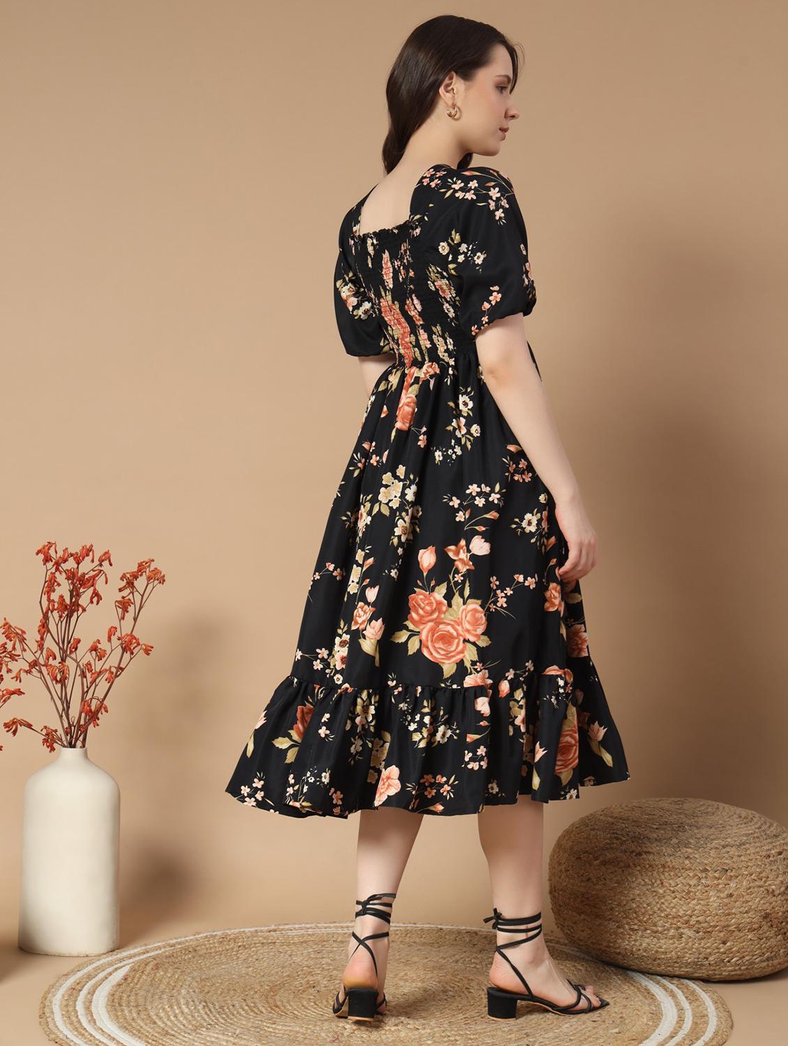 fit & flare floral georgette party gown - 21982126 - Standard Image - 2