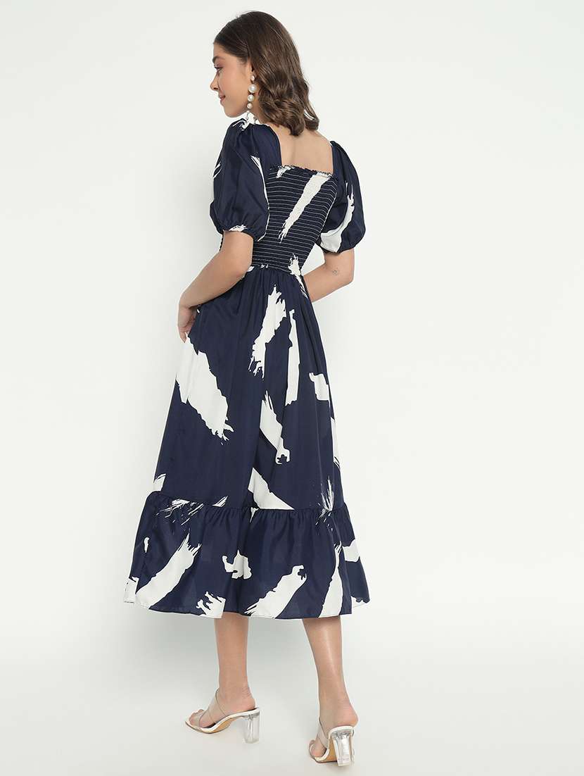 women printed puff sleeve tiered dress - 21982151 -  Standard Image - 2