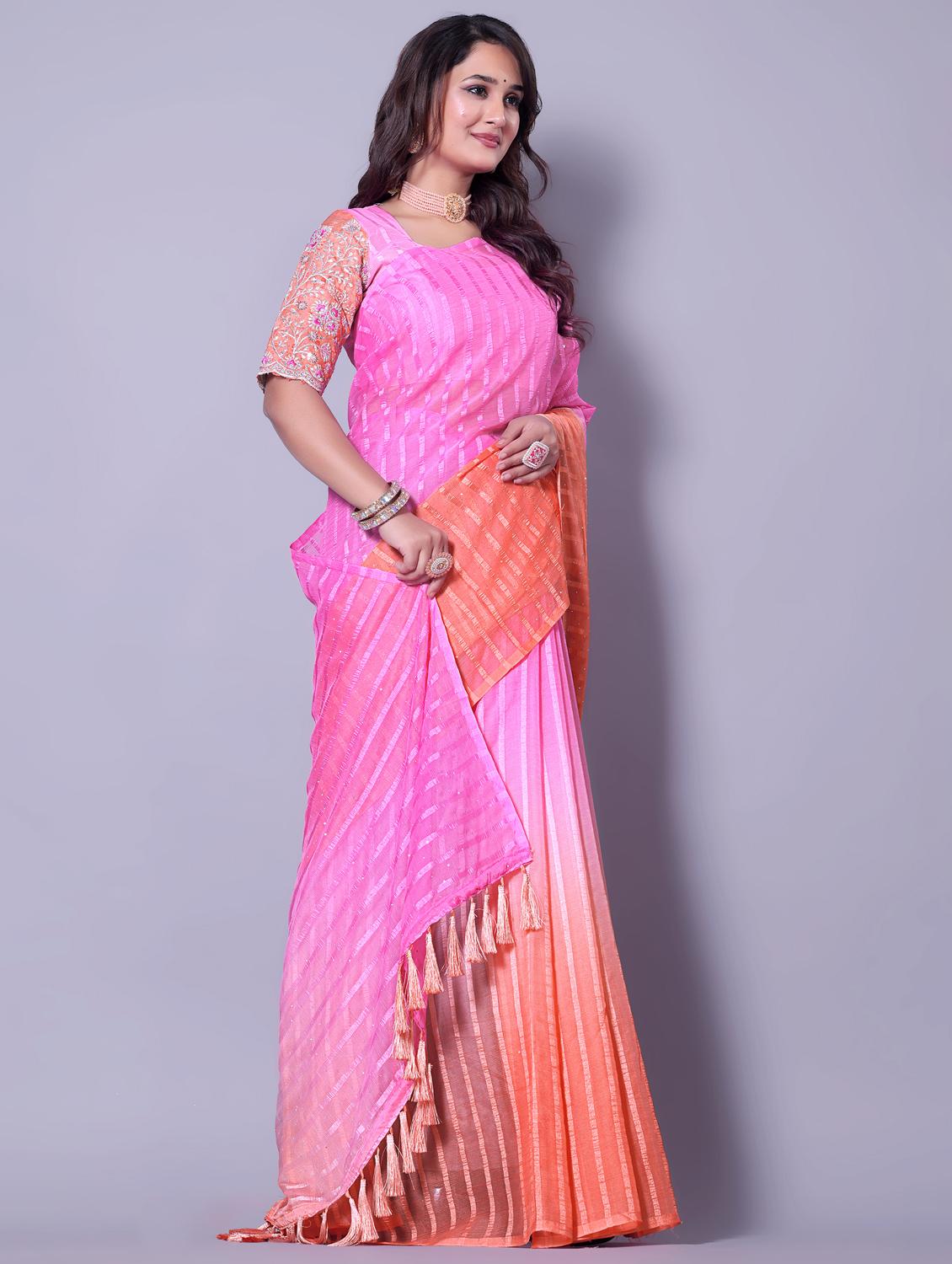 women ombre printed embellished saree with blouse - 21982172 - Standard Image - 2
