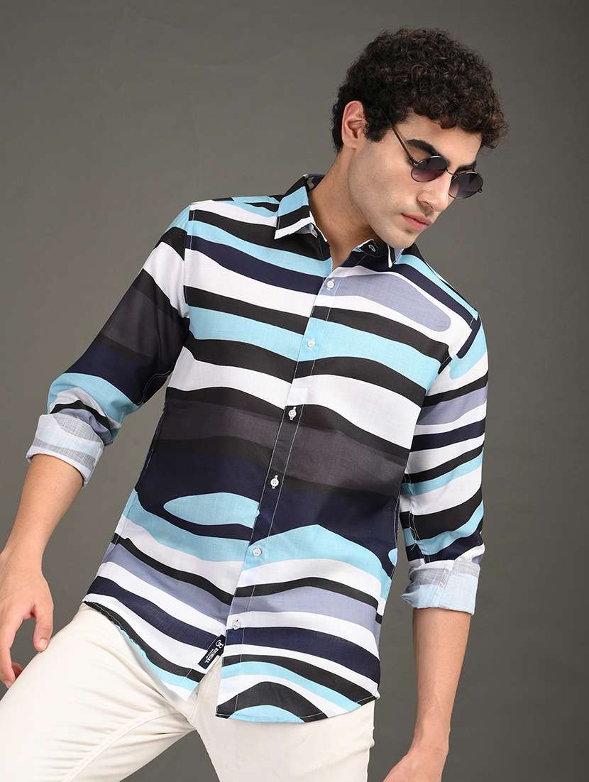 men printed long sleeve regular fit casual shirt