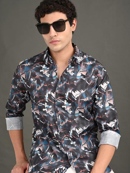 men printed long sleeve regular fit casual shirt - 21982192 -  Standard Image - 0