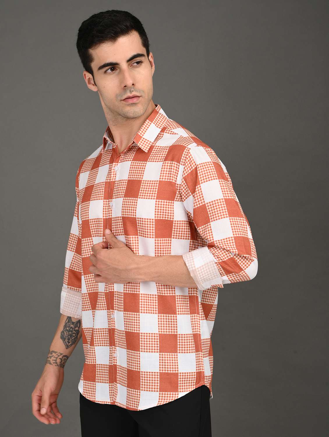 men checkered long sleeve regular fit casual shirt - 21982196 -  Standard Image - 2
