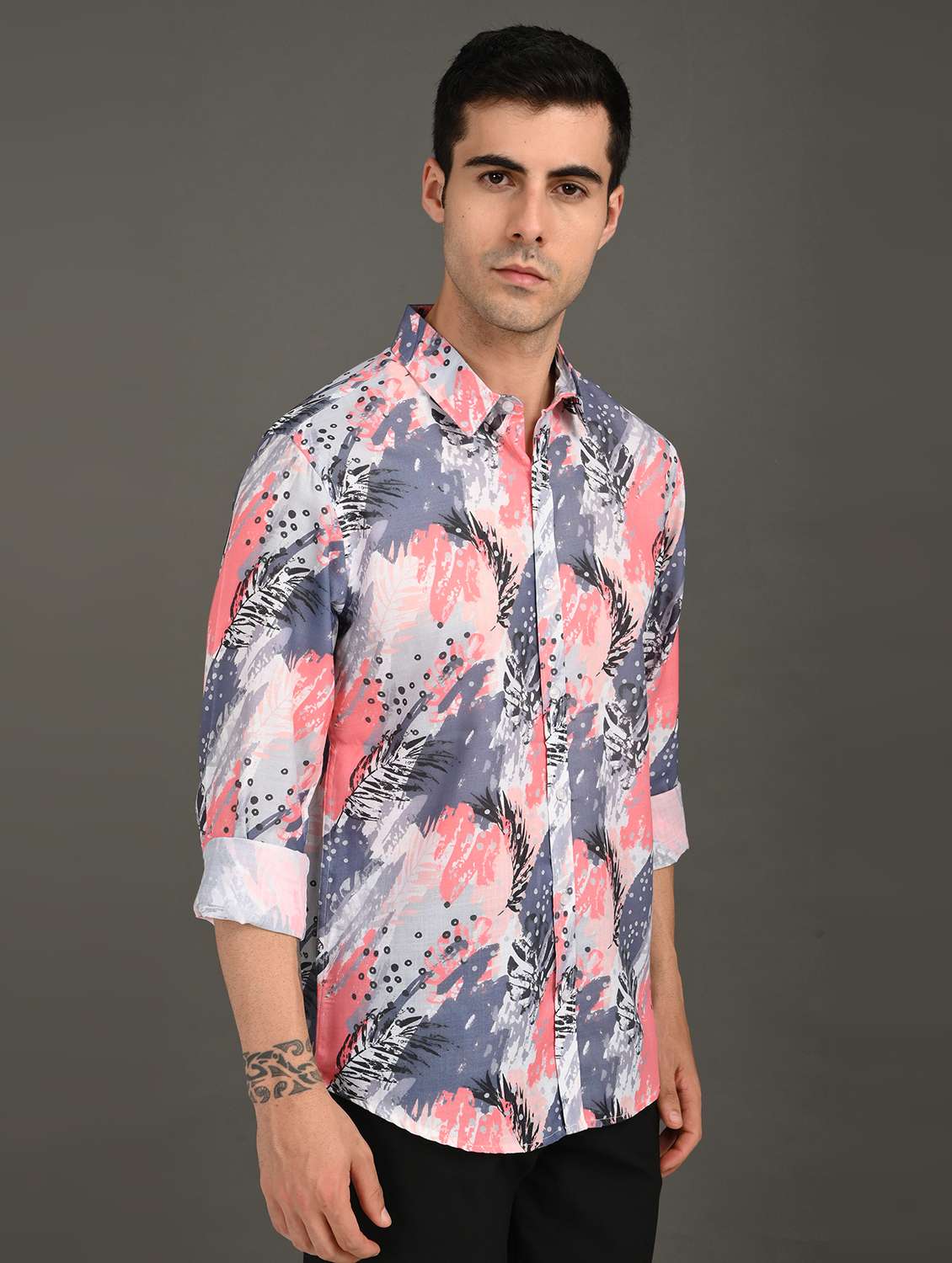 men printed long sleeve regular fit casual shirt - 21982208 -  Standard Image - 2