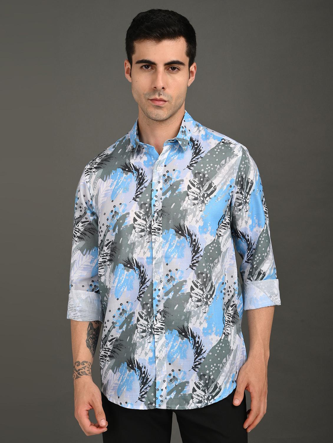 men printed long sleeve regular fit casual shirt - 21982209 - Standard Image - 2