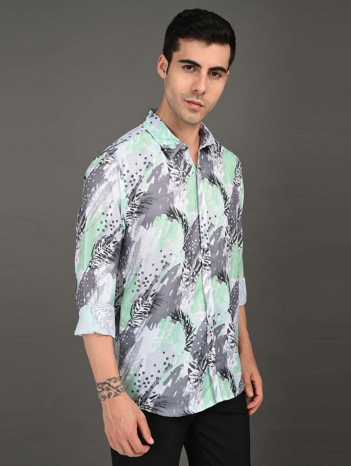 men printed long sleeve regular fit casual shirt - 21982210 -  Standard Image - 2