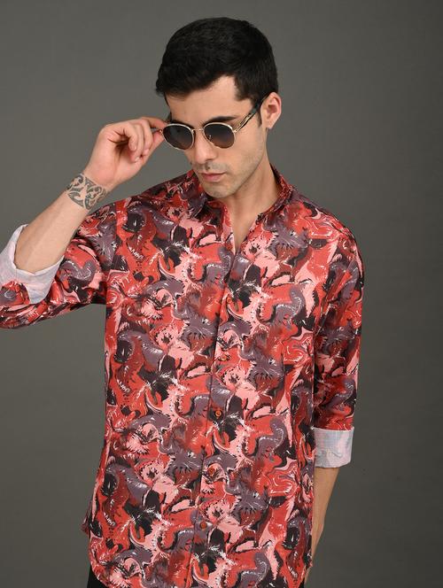 men printed long sleeve regular fit casual shirt - 21982226 -  Standard Image - 0