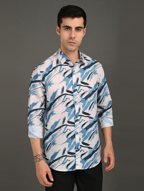 men printed long sleeve regular fit casual shirt - 21982227 -  Standard Image - 0