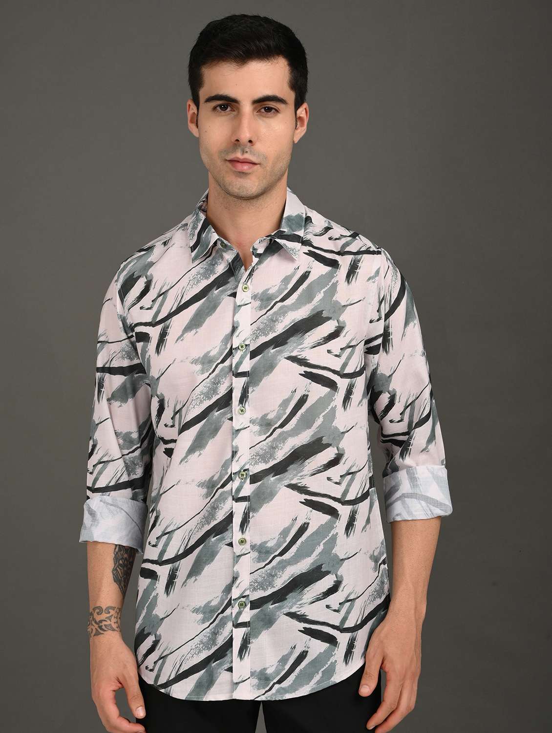 men printed long sleeve regular fit casual shirt - 21982229 -  Standard Image - 2