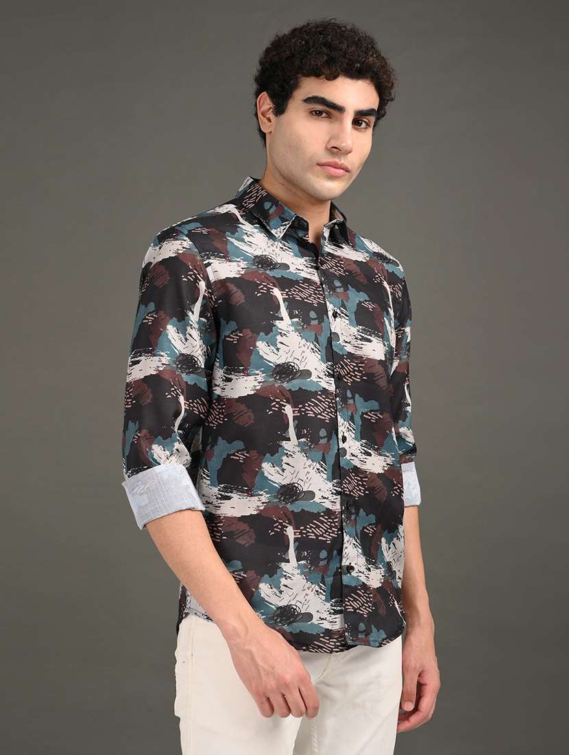 men printed long sleeve regular fit casual shirt - 21982232 -  Standard Image - 2