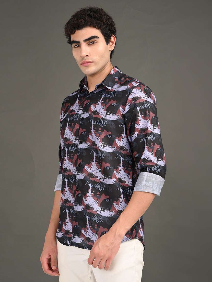men printed long sleeve regular fit casual shirt - 21982234 -  Standard Image - 2