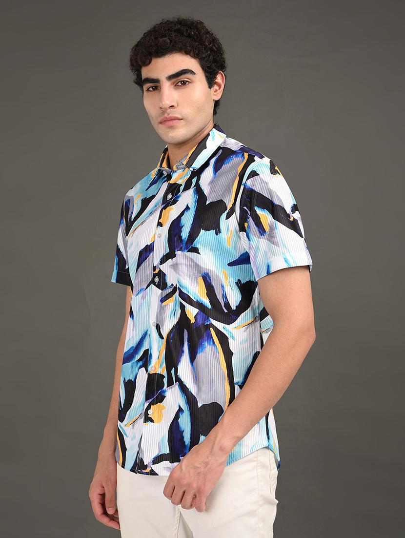 men printed short sleeve regular fit casual shirt - 21982239 - Standard Image - 2