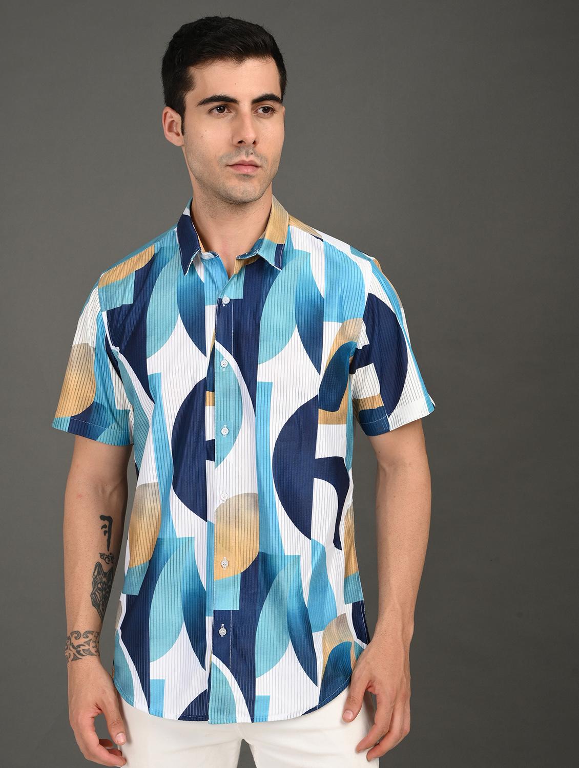 men printed short sleeve regular fit casual shirt - 21982245 - Standard Image - 2
