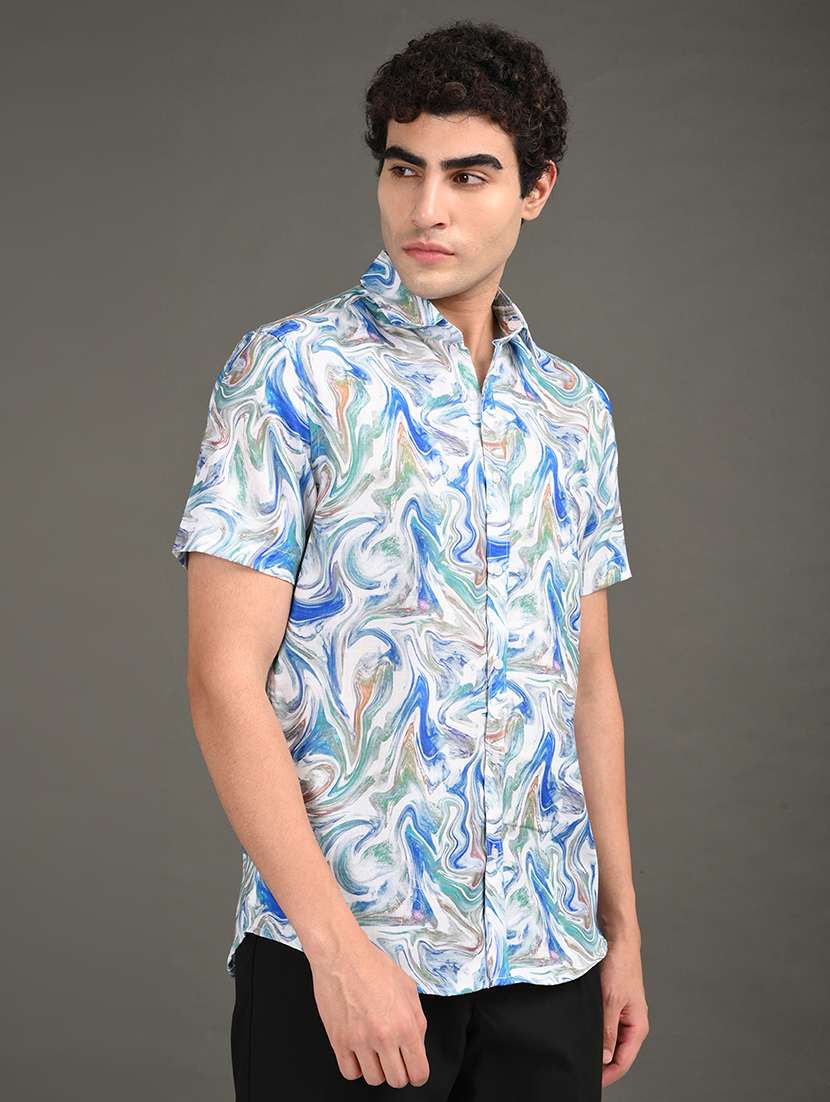 men printed short sleeve regular fit casual shirt - 21982248 -  Standard Image - 2