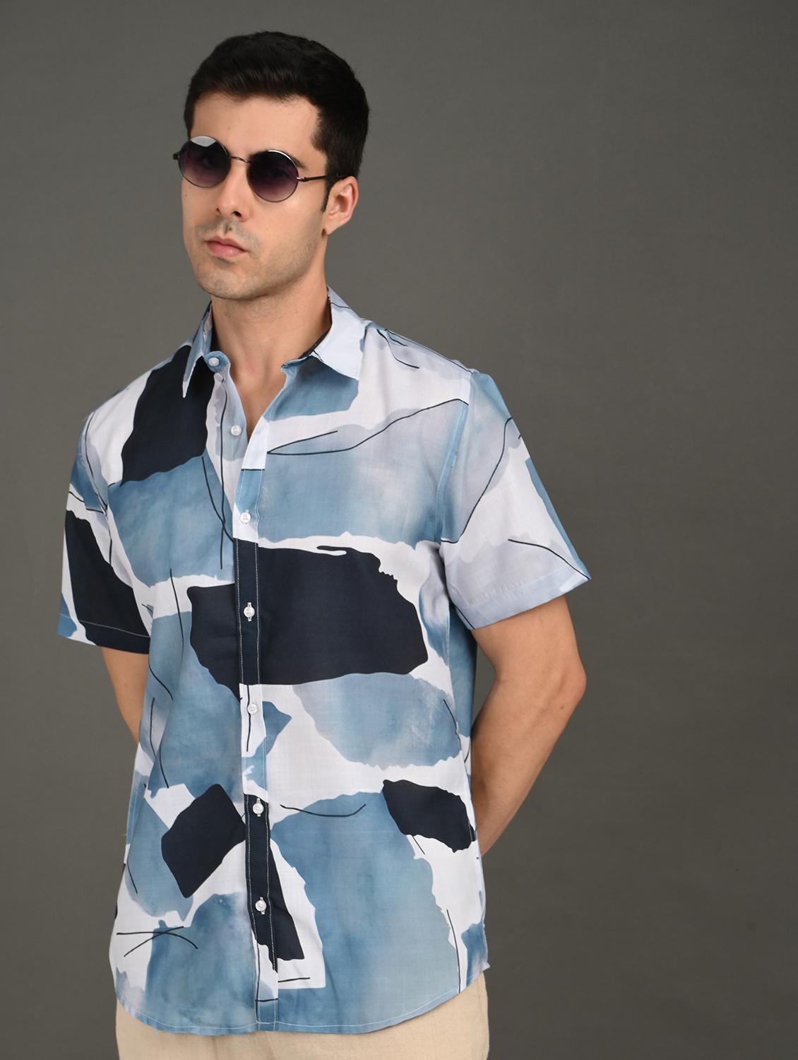 men printed short sleeve regular fit casual shirt - 21982249 - Zoom Image - 0