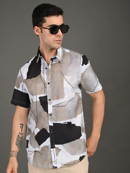 men printed short sleeve regular fit casual shirt - 21982250 -  Standard Image - 0