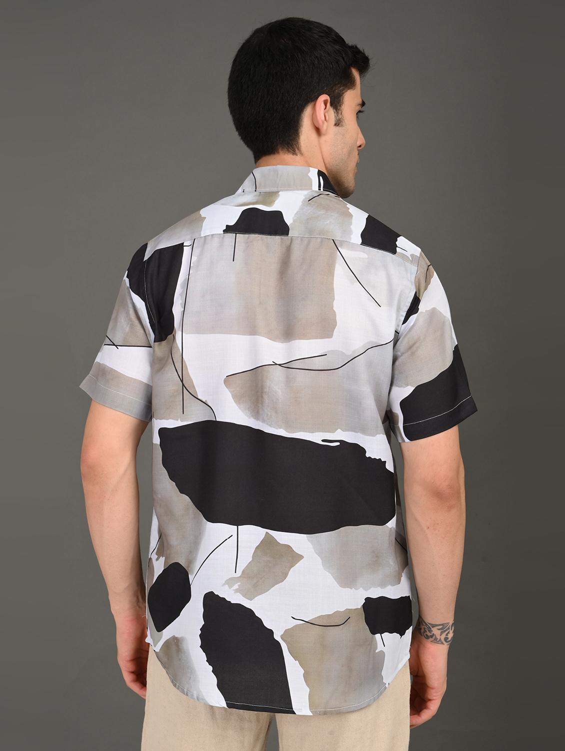 men printed short sleeve regular fit casual shirt - 21982250 - Standard Image - 2