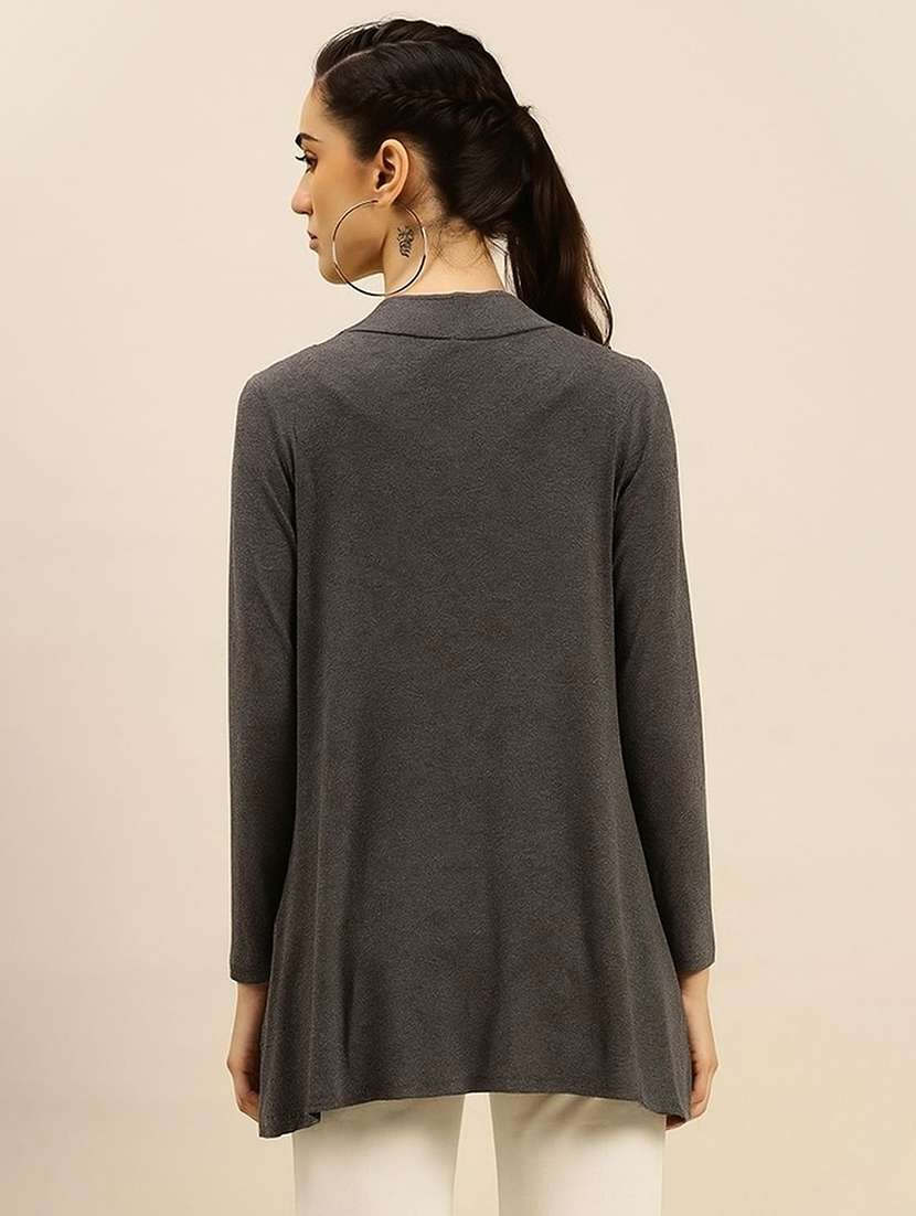 women grey solid long sleeve regular shrug - 21982253 -  Standard Image - 2