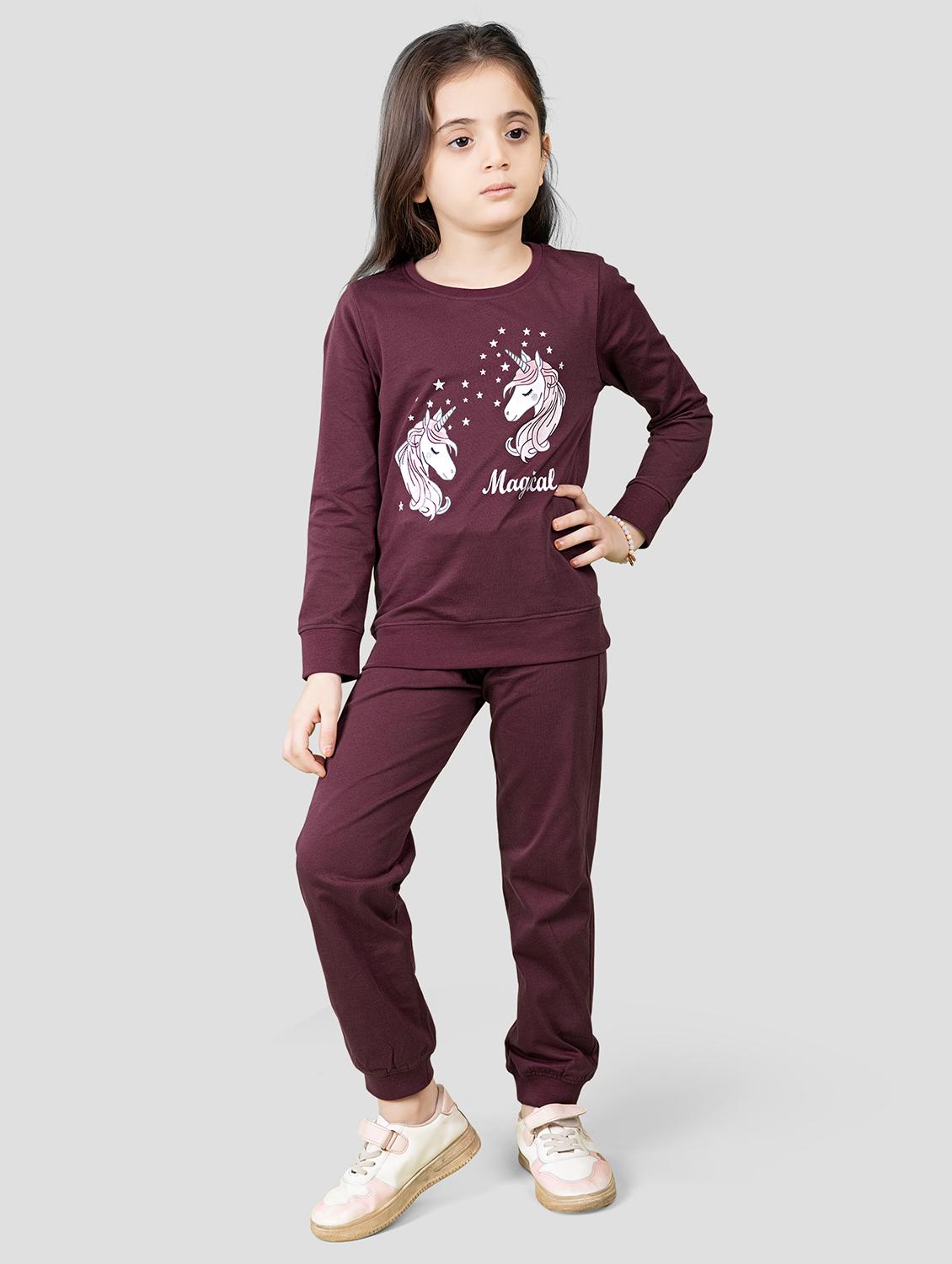girls graphic printed long sleeve pyjama set nightwear