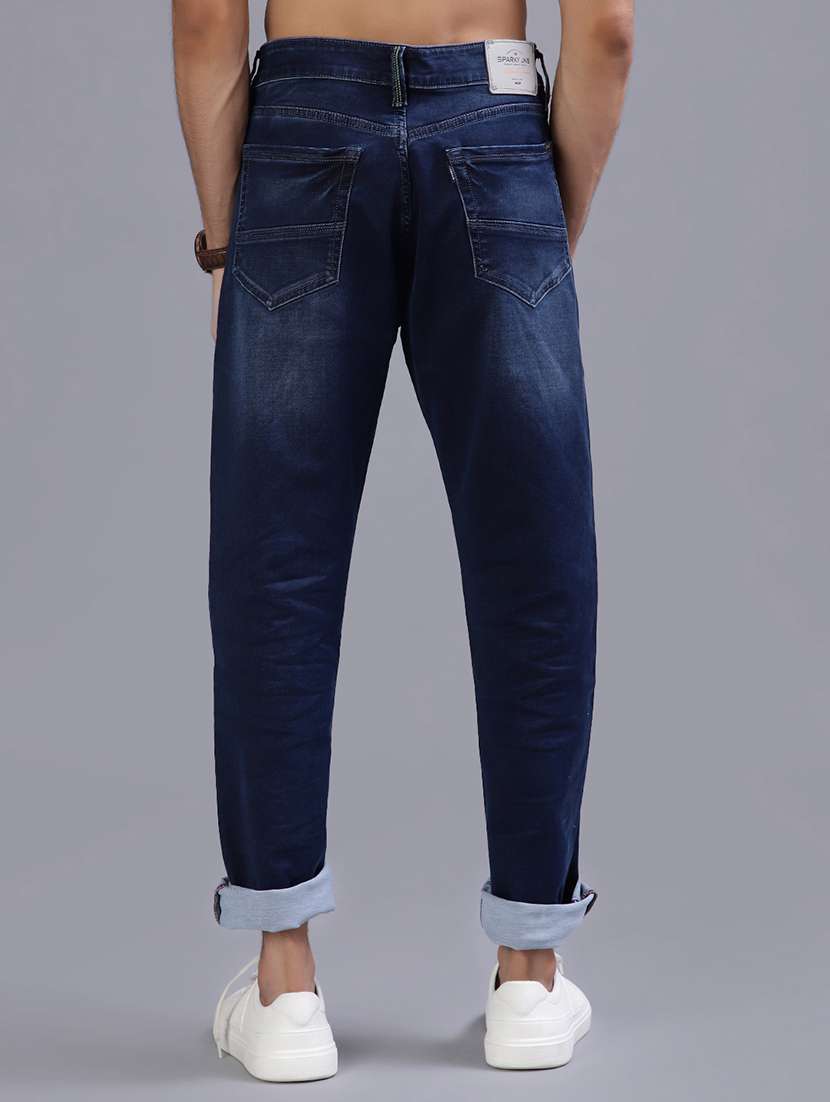 men washed mid rise full length tapered jeans - 21982419 -  Standard Image - 2