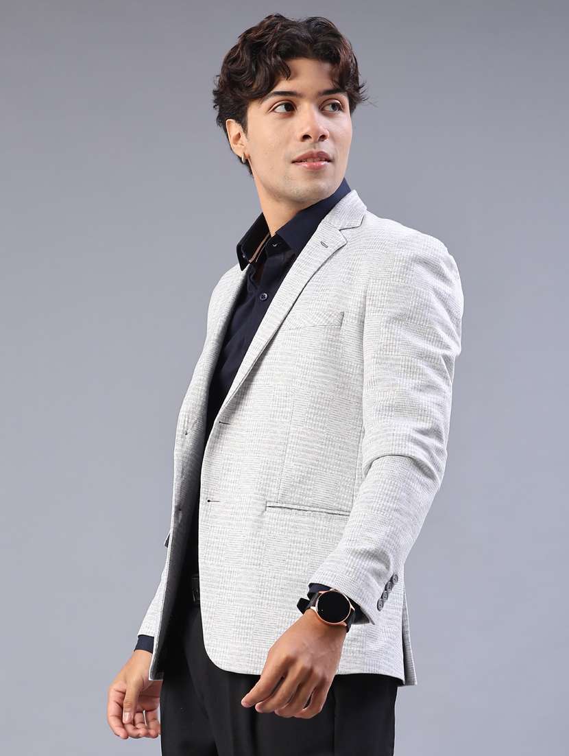 men solid lapel collar single breasted casual blazer - 21982506 -  Standard Image - 2