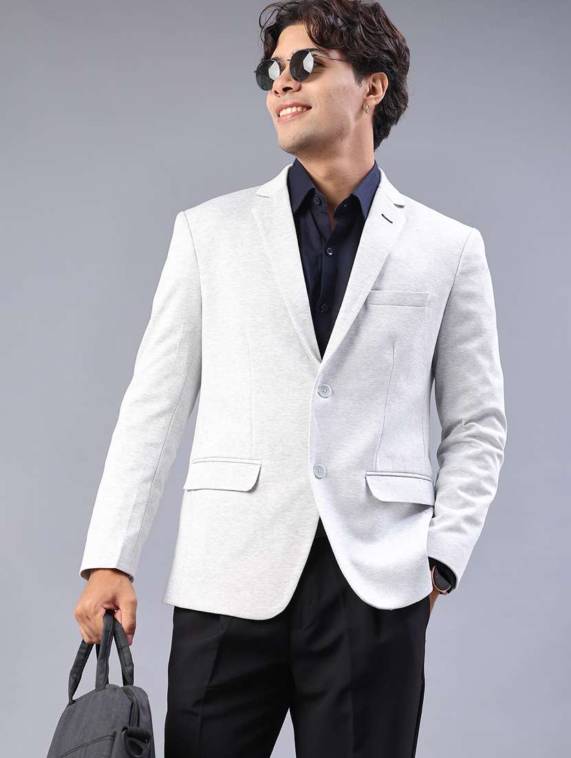 men solid lapel collar single breasted casual blazer - 21982508 -  Standard Image - 2