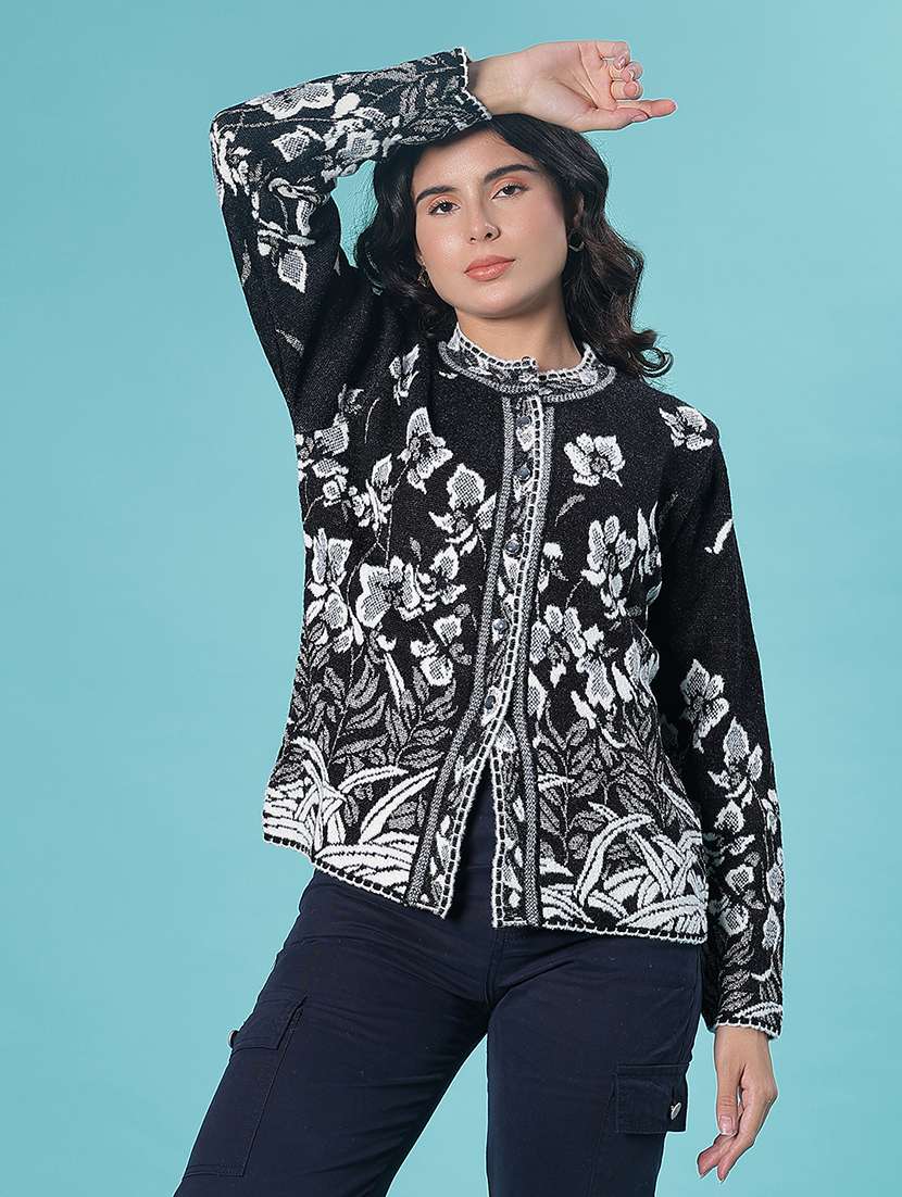 women self design long sleeve cardigan - 21982549 - Standard Image - 2