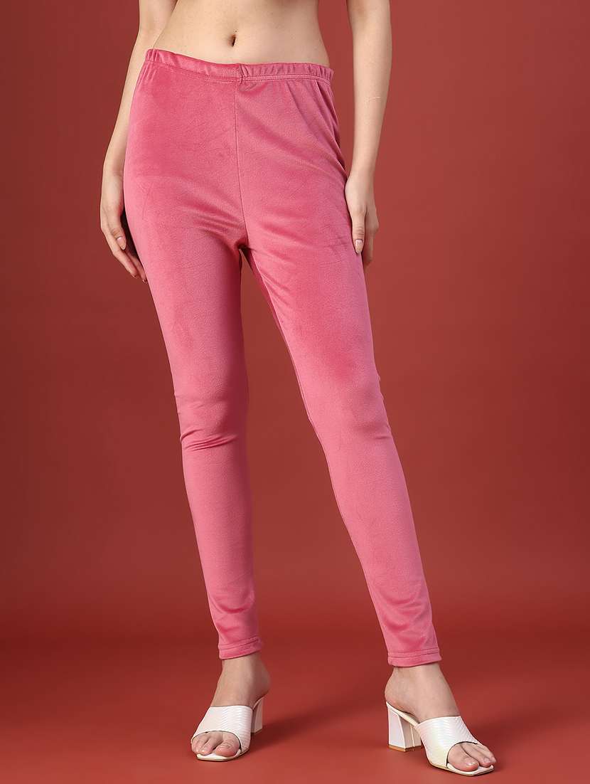 women solid mid rise woolen legging