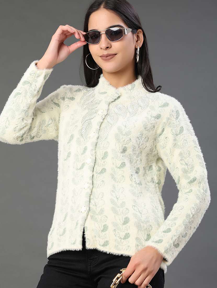 women self designed long sleeve cardigan