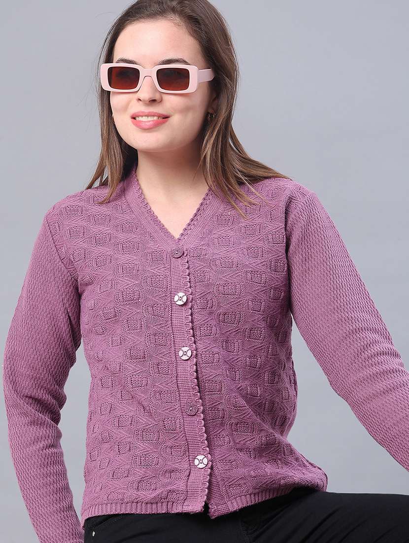 women self design long sleeve cardigan