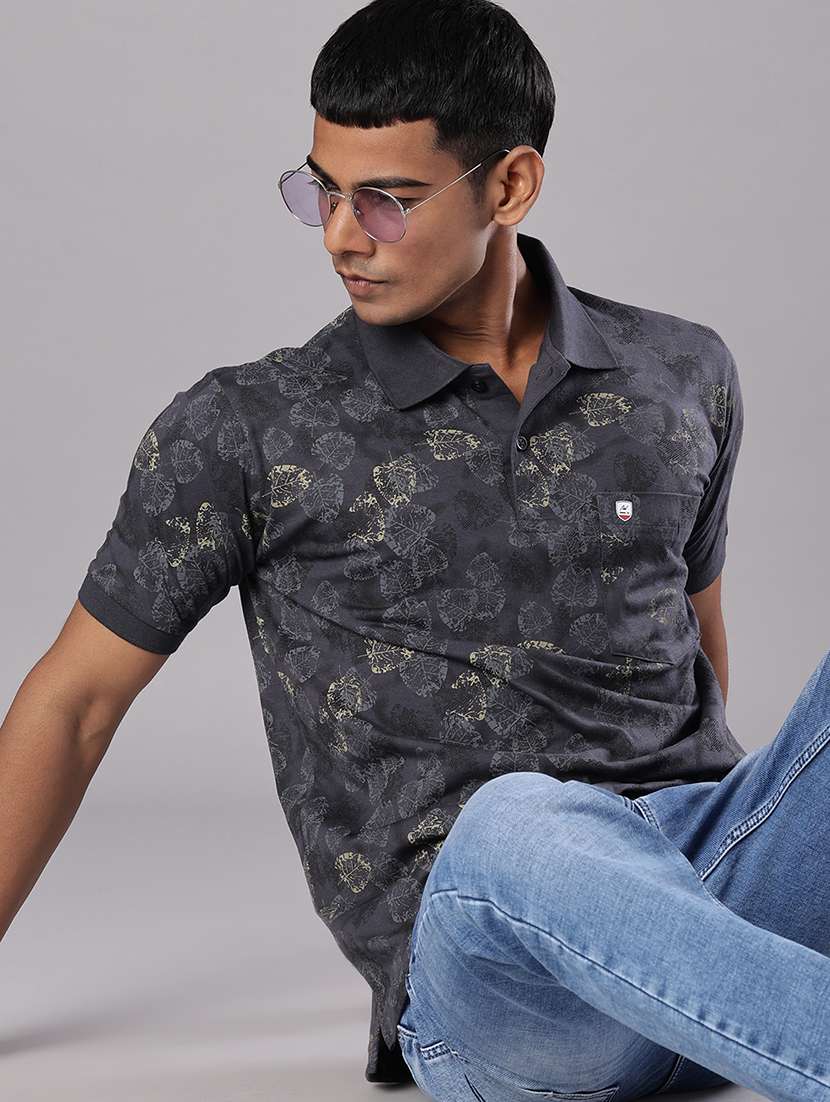 men printed short sleeve regular fit polo t-shirt