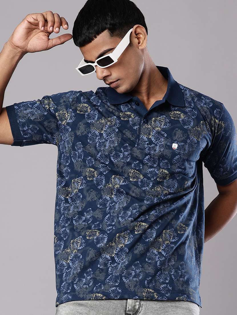 men printed short sleeve regular fit polo t-shirt