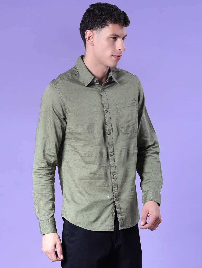 men solid long sleeve regular fit casual shirt - 21982721 - Standard Image - 2