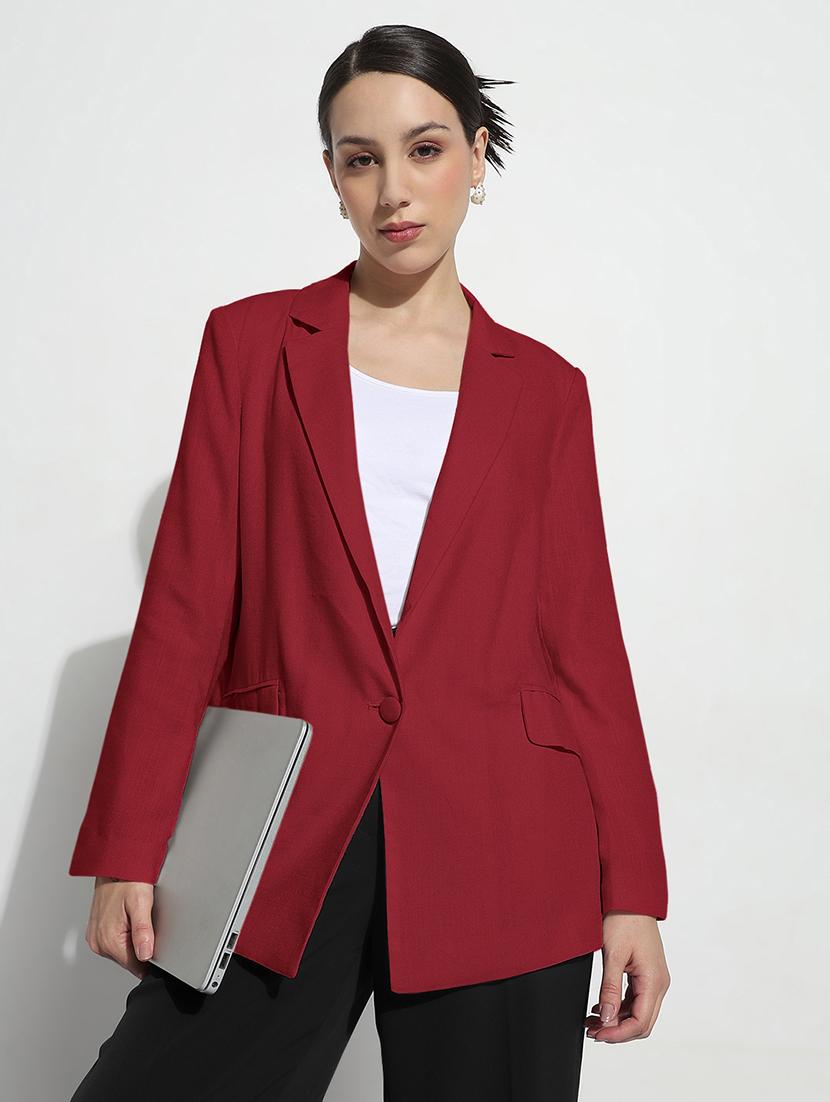 women solid long sleeve single breasted blazer - 21982829 - Standard Image - 2